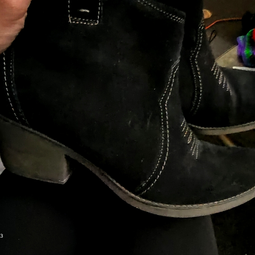 Clark's black suede ankle booties